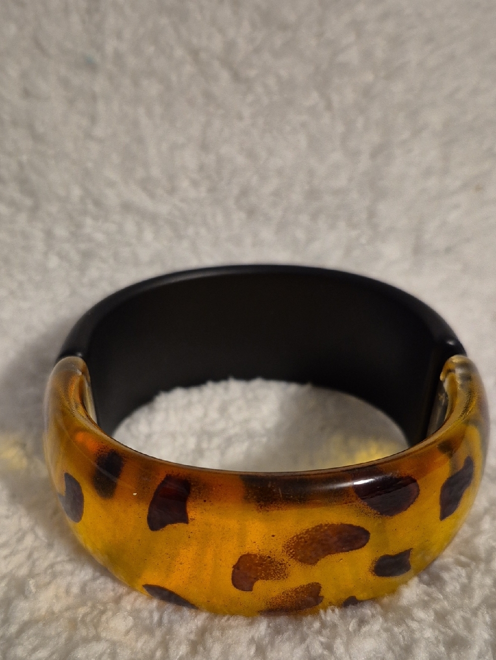 Chunky Animal Print Resin Cuff Bangle Bracelet